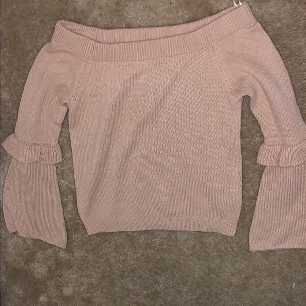 Off the shoulder pink long sleeve top